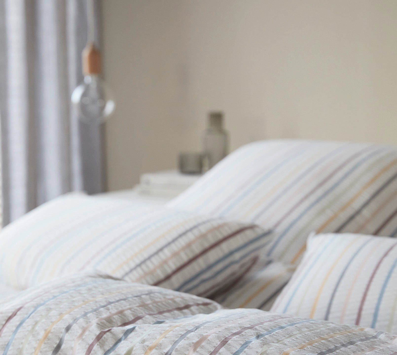 Web-Seersucker Bettwäsche Paula in Multi-Blau Streifen Detail #farbe_Paula Multi-Blau