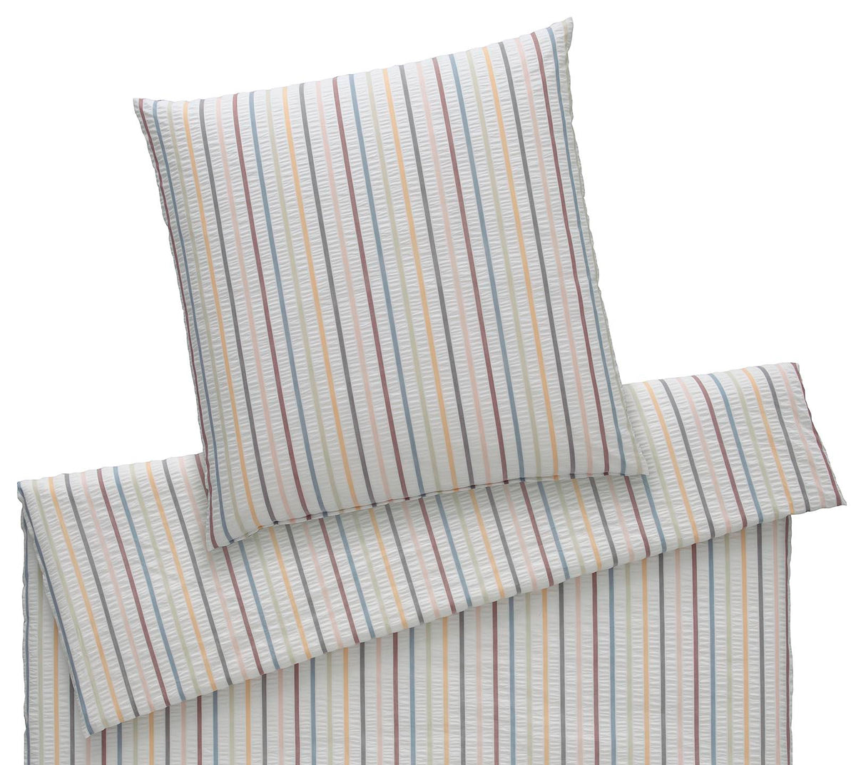 Web-Seersucker Bettwäsche Paula in Multi-Blau Streifen Freisteller #farbe_Paula Multi-Blau