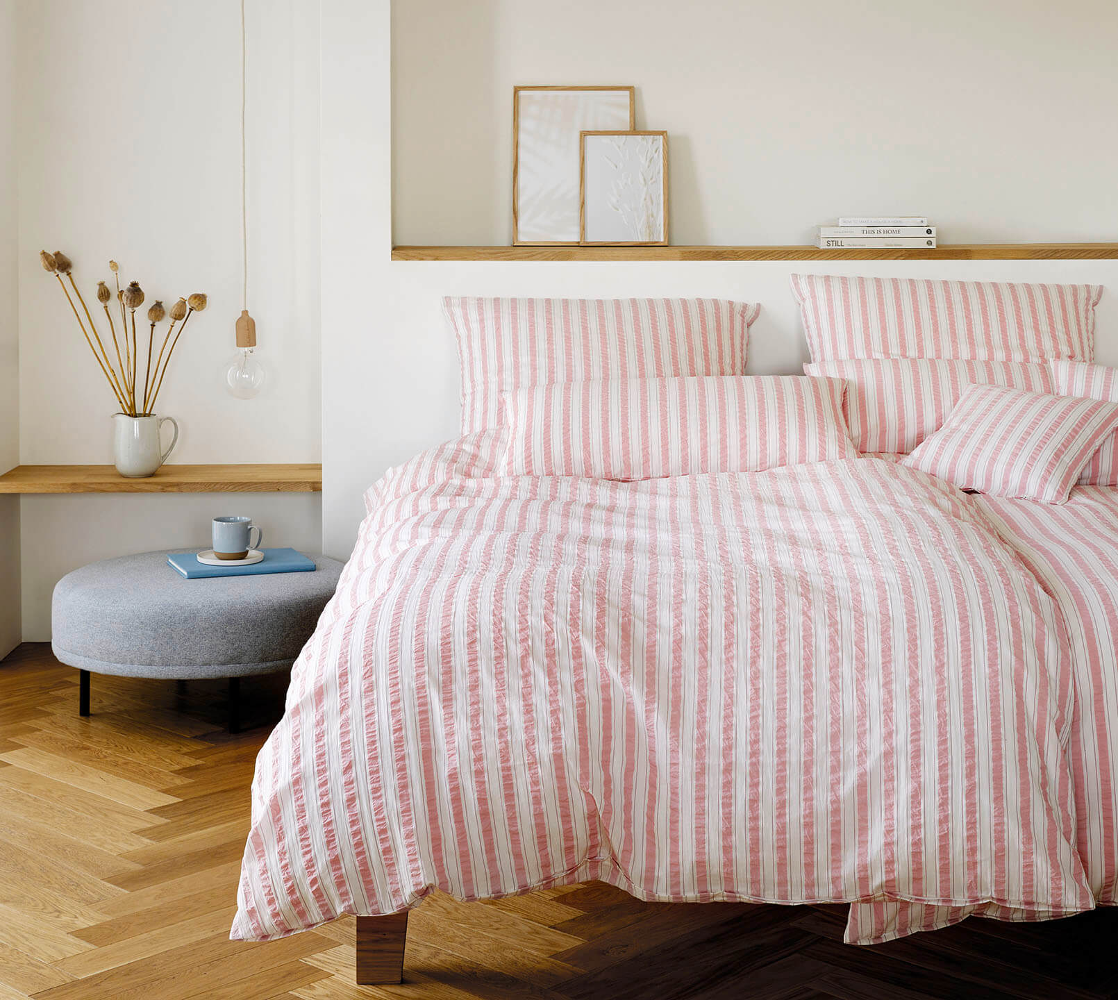 Web-Seersucker Bettwäsche Svaneke in Zart Pink Streifen Schlafzimmer #farbe_Svaneke Zart Pink