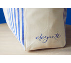 Stoffbeutel Baumwolle Bisou-Kussmund Blau Rot Logo Detail