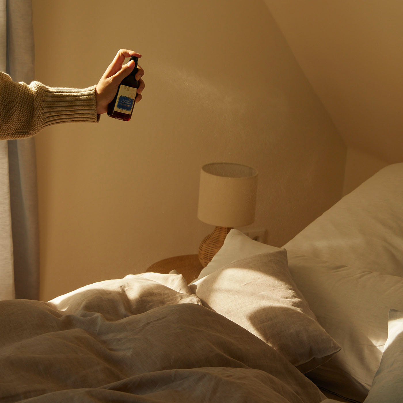 Halbleinen Bettwäsche Kopfkissennebelspray