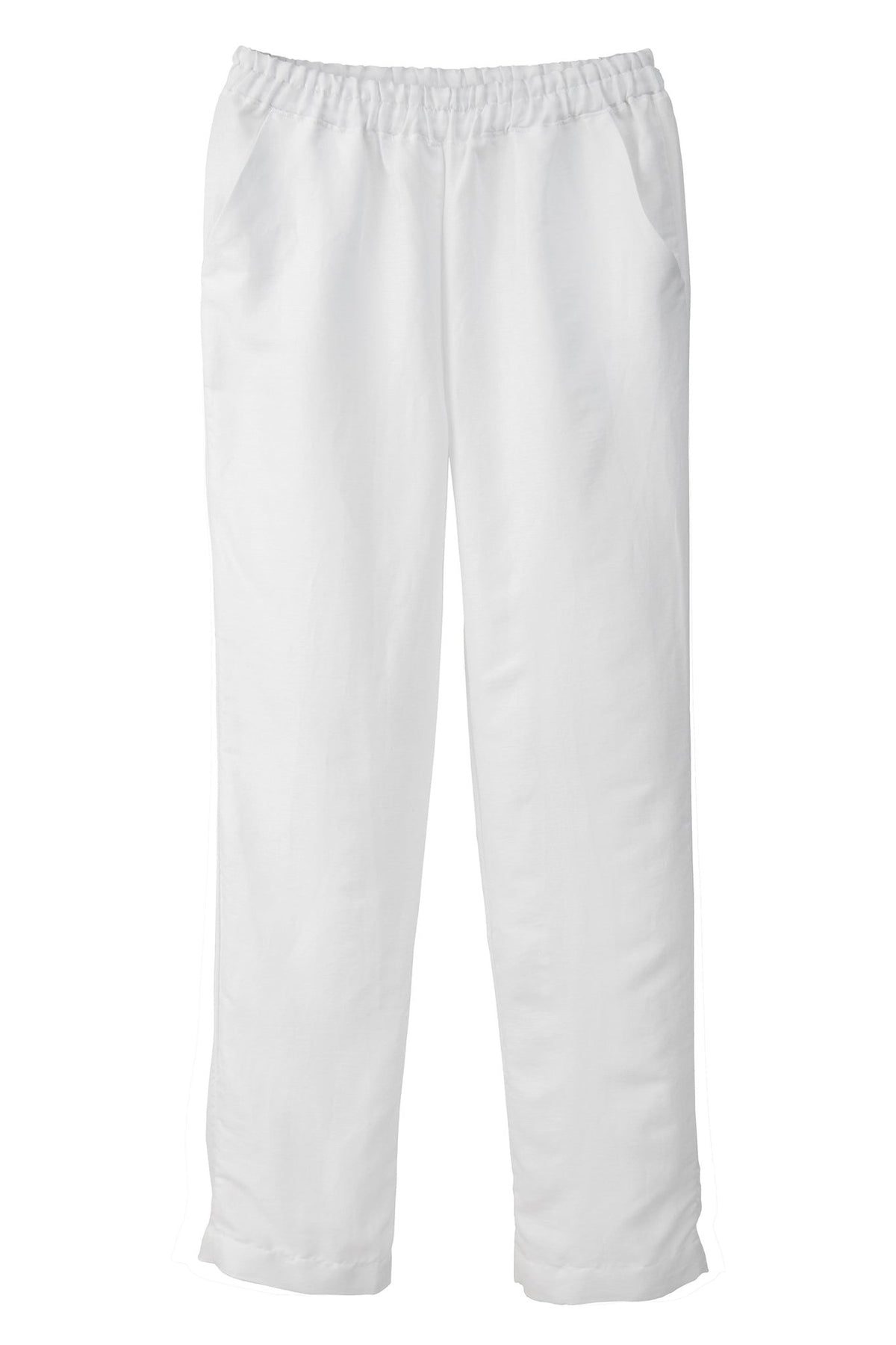 Halbleinen Homewear Pant Long in Weiß Freisteller #farbe_Weiß