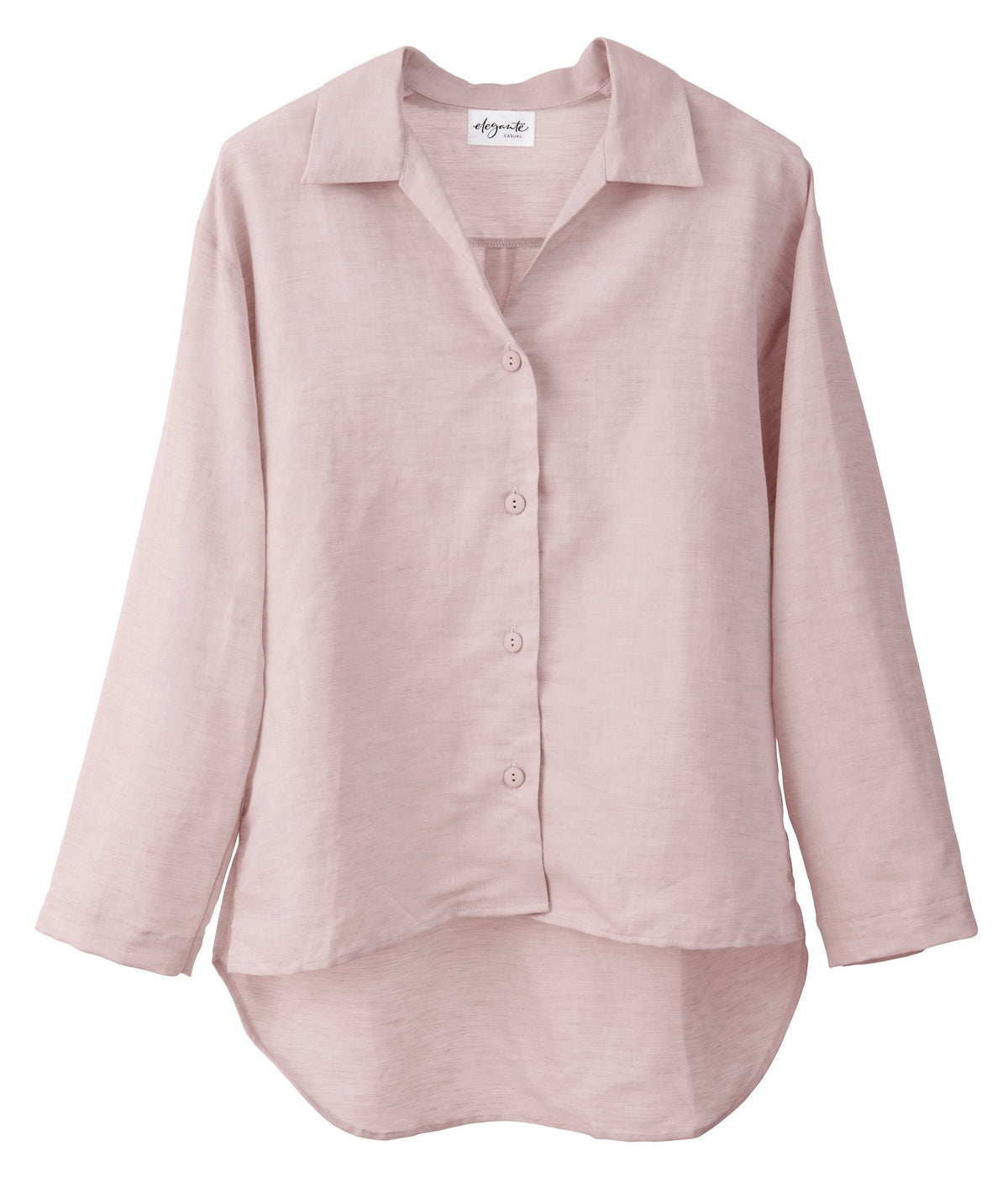 Halbleinen Homewear PJ Shirt in Rose Model Freisteller #farbe_Rosé