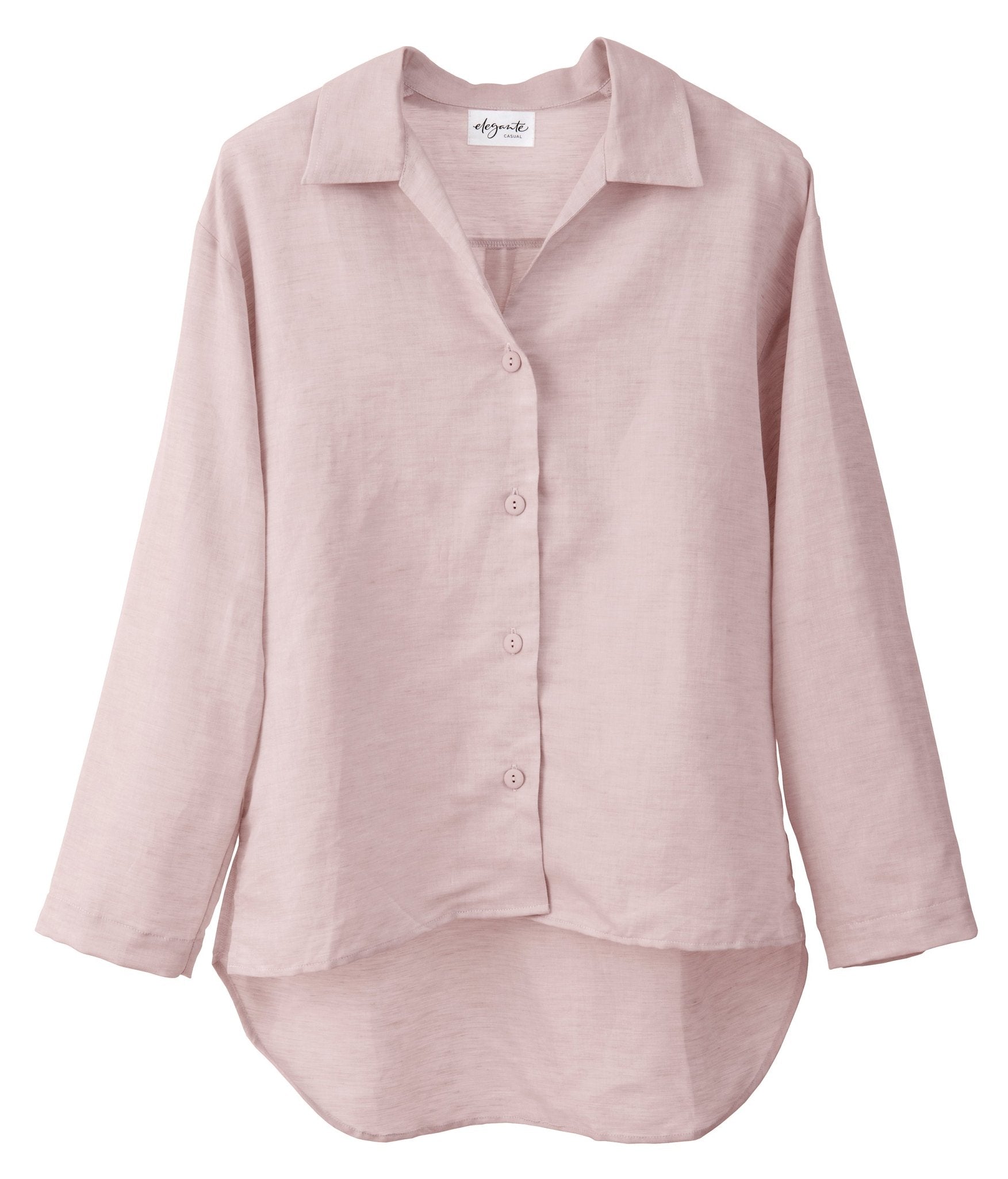 Halbleinen Homewear PJ Shirt in Rose Model Freisteller