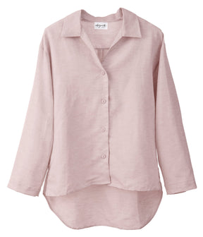 Halbleinen Homewear PJ Shirt in Rose Model Freisteller 