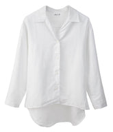 Halbleinen Homewear PJ Shirt in Weiß Model Freisteller #farbe_Weiß