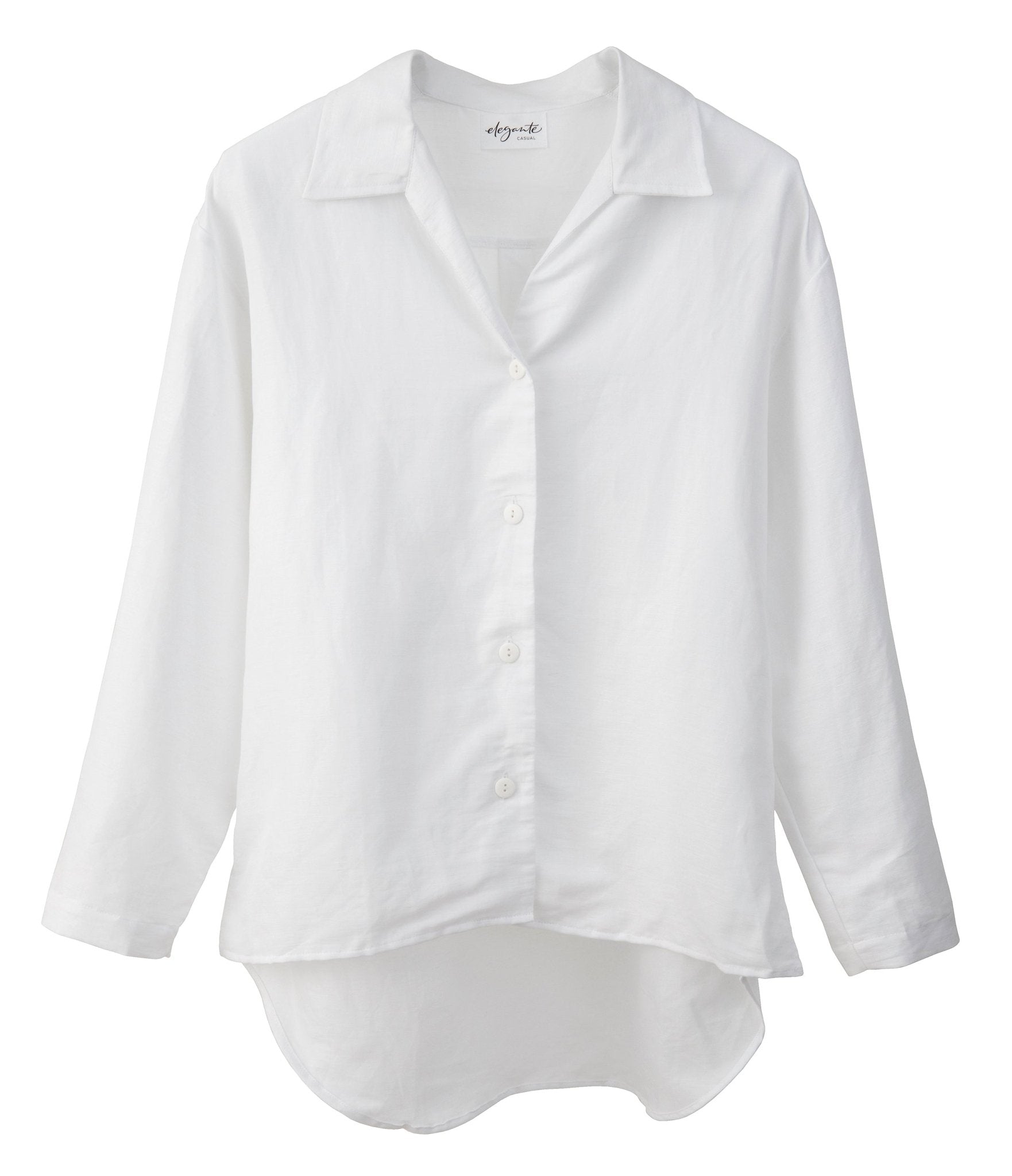 Halbleinen Homewear PJ Shirt in Weiß Model Freisteller