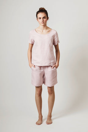 Halbleinen Homewear Shirt in Rose Model 1 