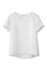 Halbleinen Homewear Shirt in Weiß Freisteller #farbe_Weiß #farbe_Weiß
