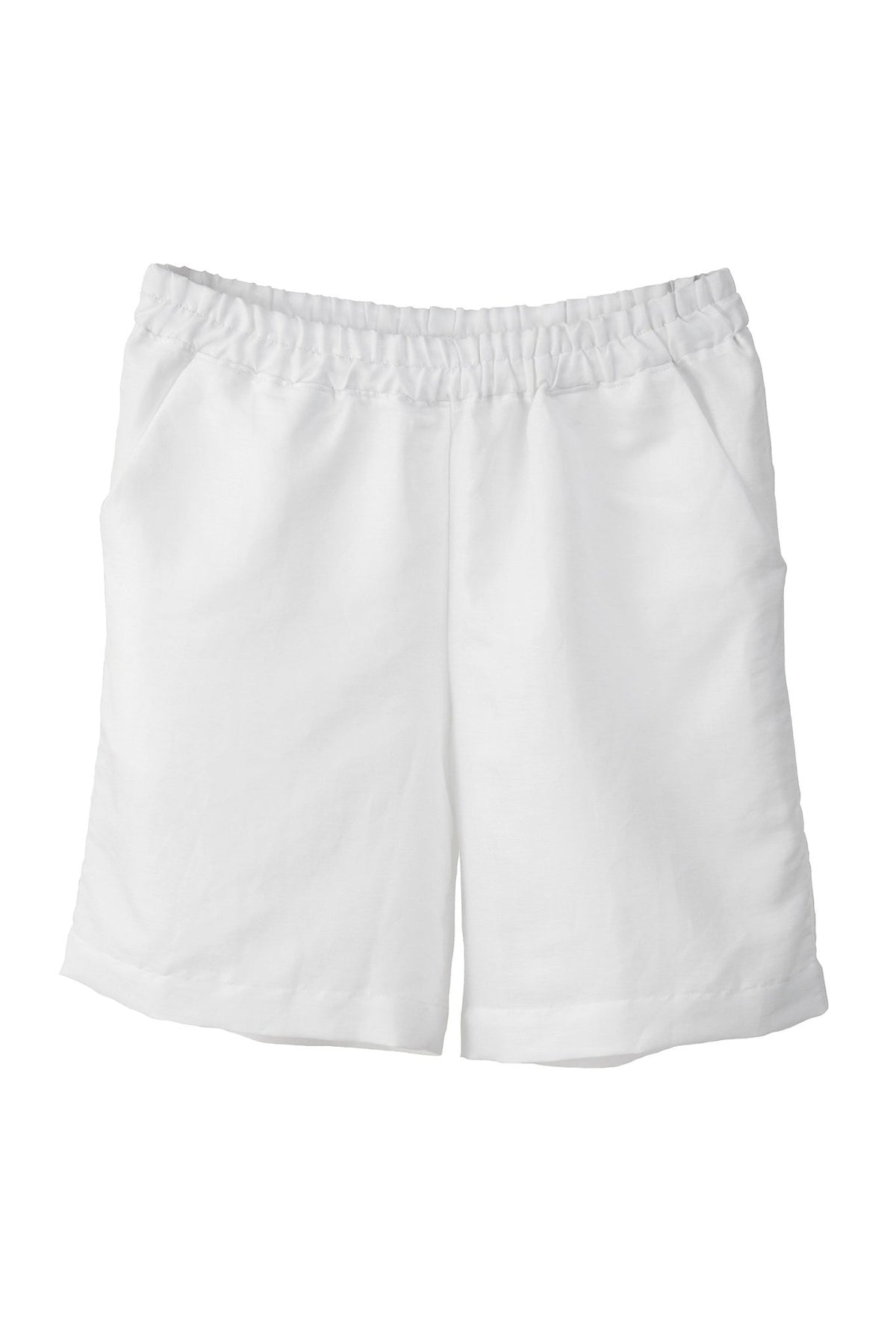 Halbleinen Homewear Shorts in Weiß Freisteller #farbe_Weiß #farbe_Weiß