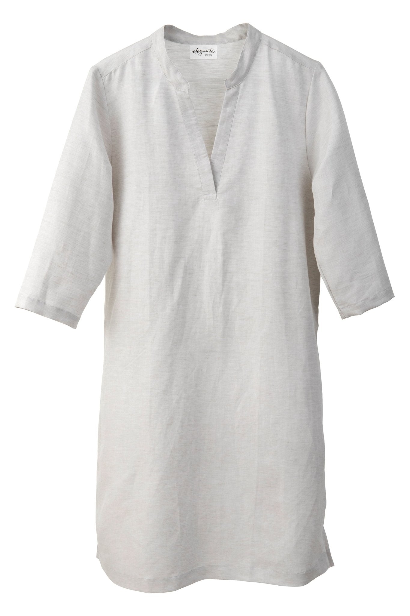Halbleinen Homewear Tunika Nachthemd Dress in Kreide Freisteller