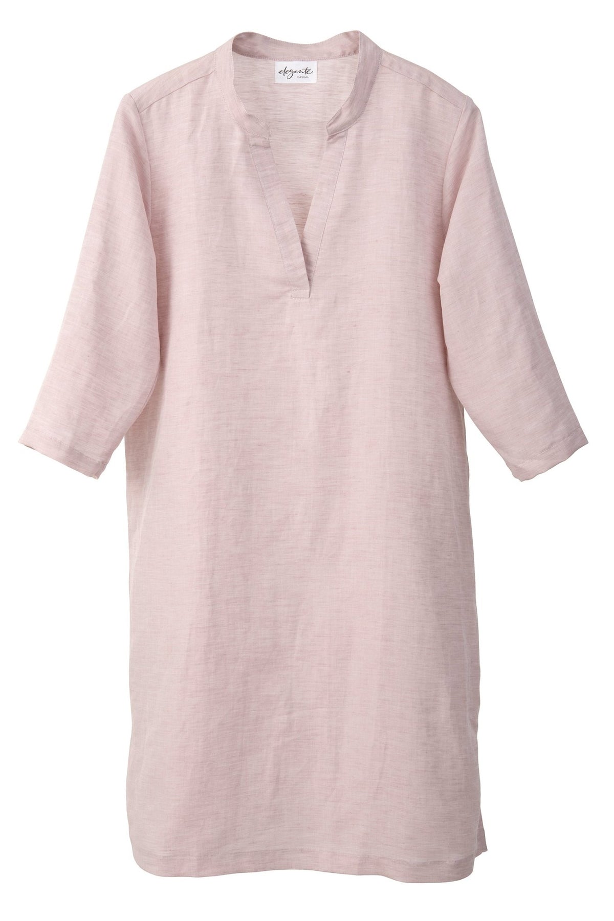 Halbleinen Homewear Tunika Nachthemd Dress in Rose Freisteller #farbe_Rosé #farbe_Rosé