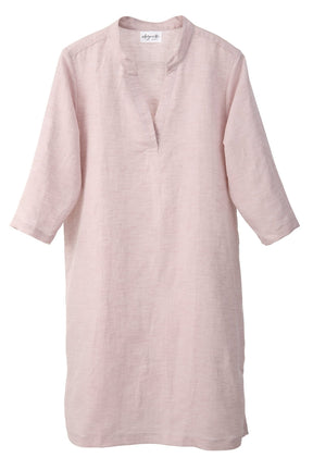 Halbleinen Homewear Tunika Nachthemd Dress in Rose Freisteller 