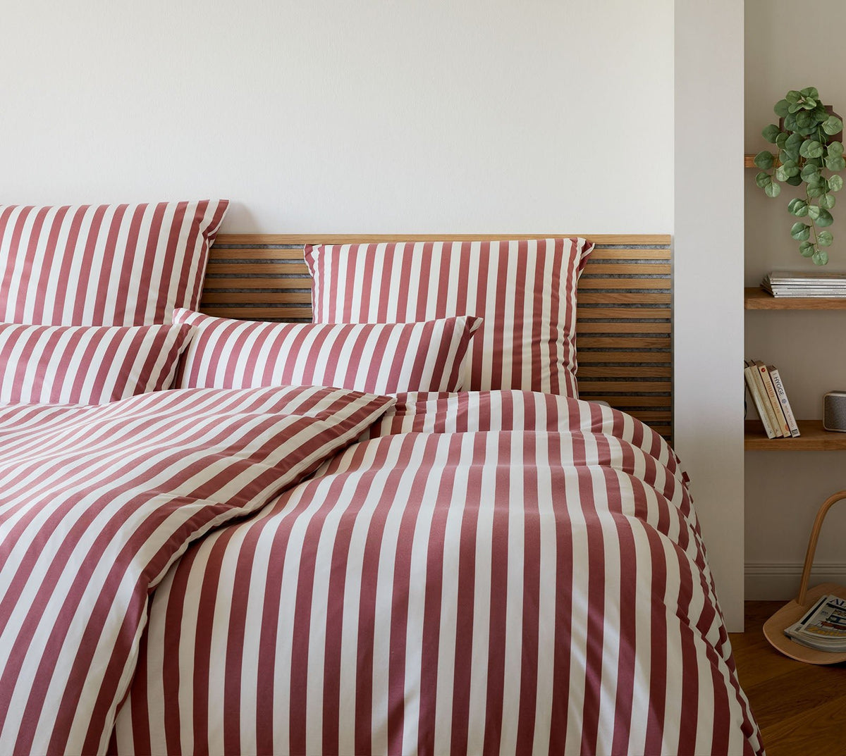 Jersey Bettwaesche Straight in Rot Streifen Schlafzimmer #farbe_Rouge #farbe_Rouge