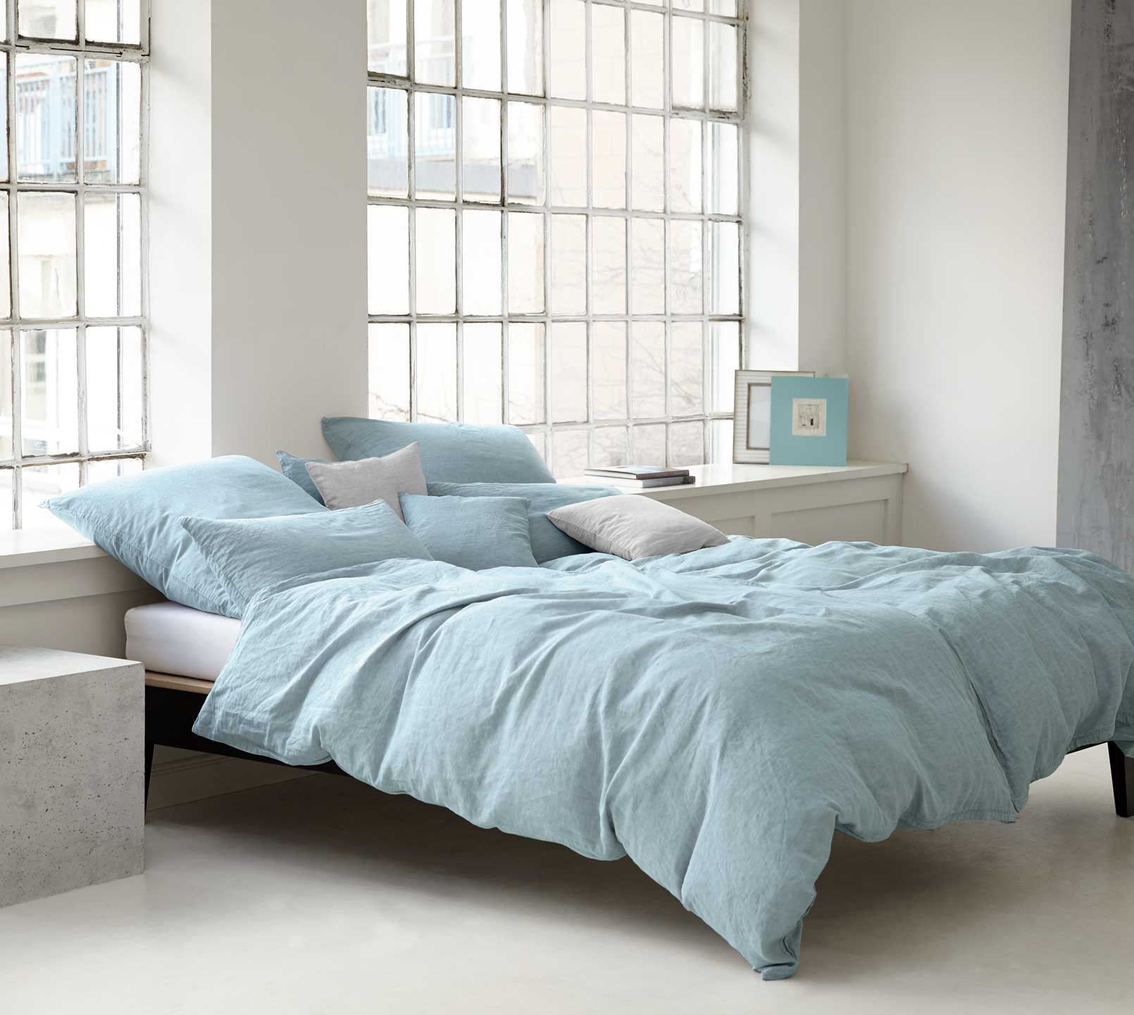 Leinen Bettwäsche Pure in Pastell-Grün Uni Schlafzimmer #farbe_Pure Pastell-Grün