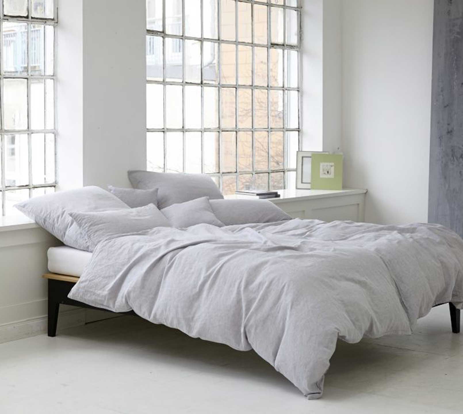 Leinen Bettwäsche Pure in Silber Uni Schlafzimmer #farbe_Pure Silber