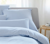 Satin Bettwaesche Hamburger Streifen in Blau Streifen Schlafzimmer #farbe_Blau-Weiß