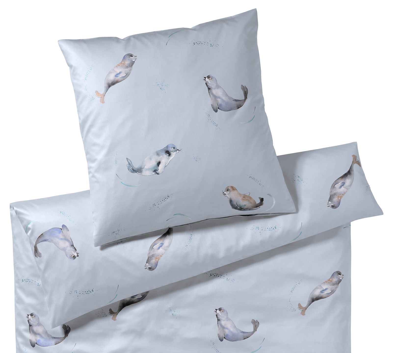 Satin Bettwaesche Seals in Silbergrau Seehunde Freisteller #farbe_Silbergrau