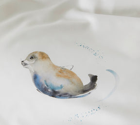 Satin Bettwaesche Seals in Weiß Seehunde Detail 2 