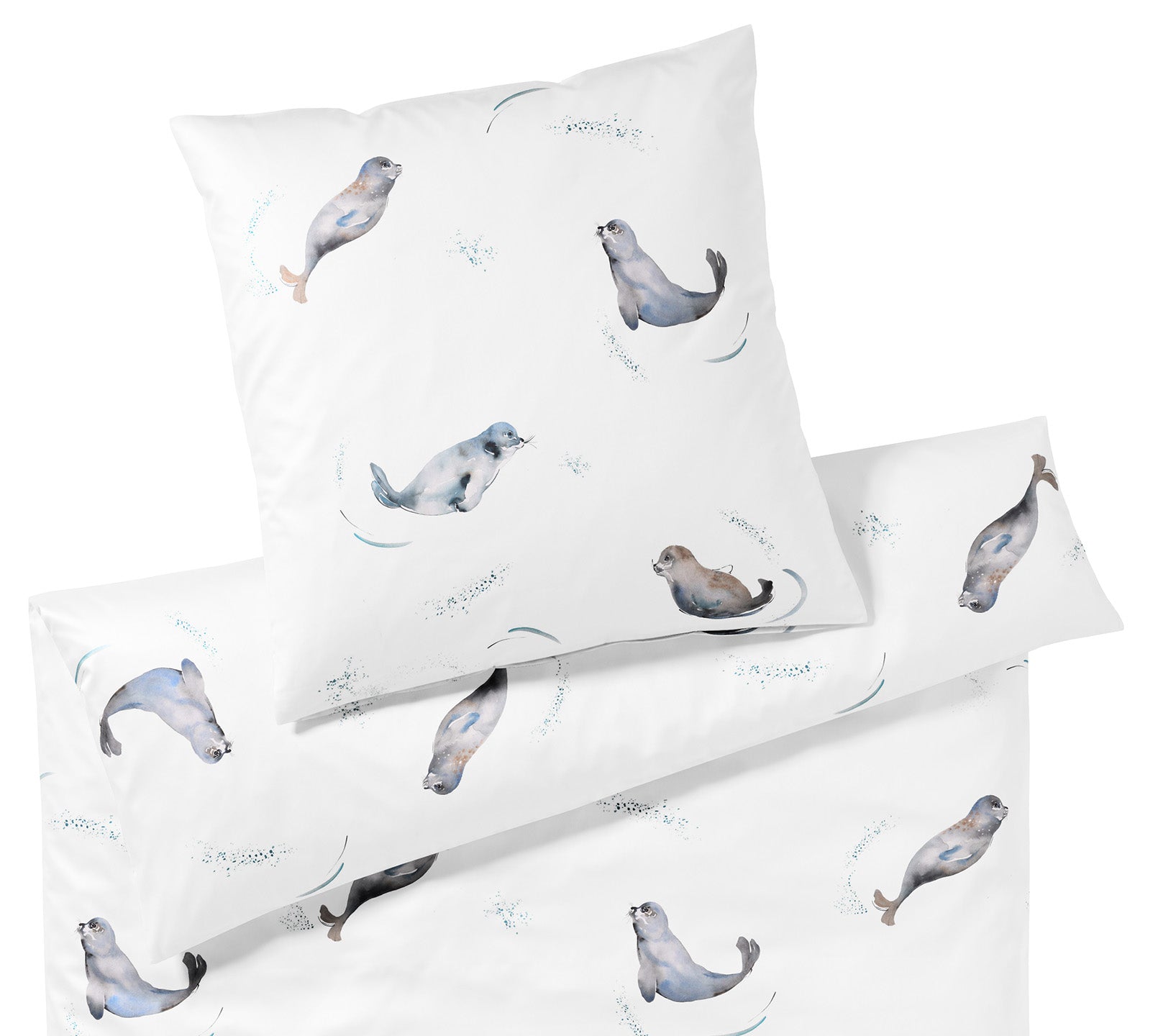 Satin Bettwaesche Seals in Weiß Seehunde Freisteller #farbe_Weiß