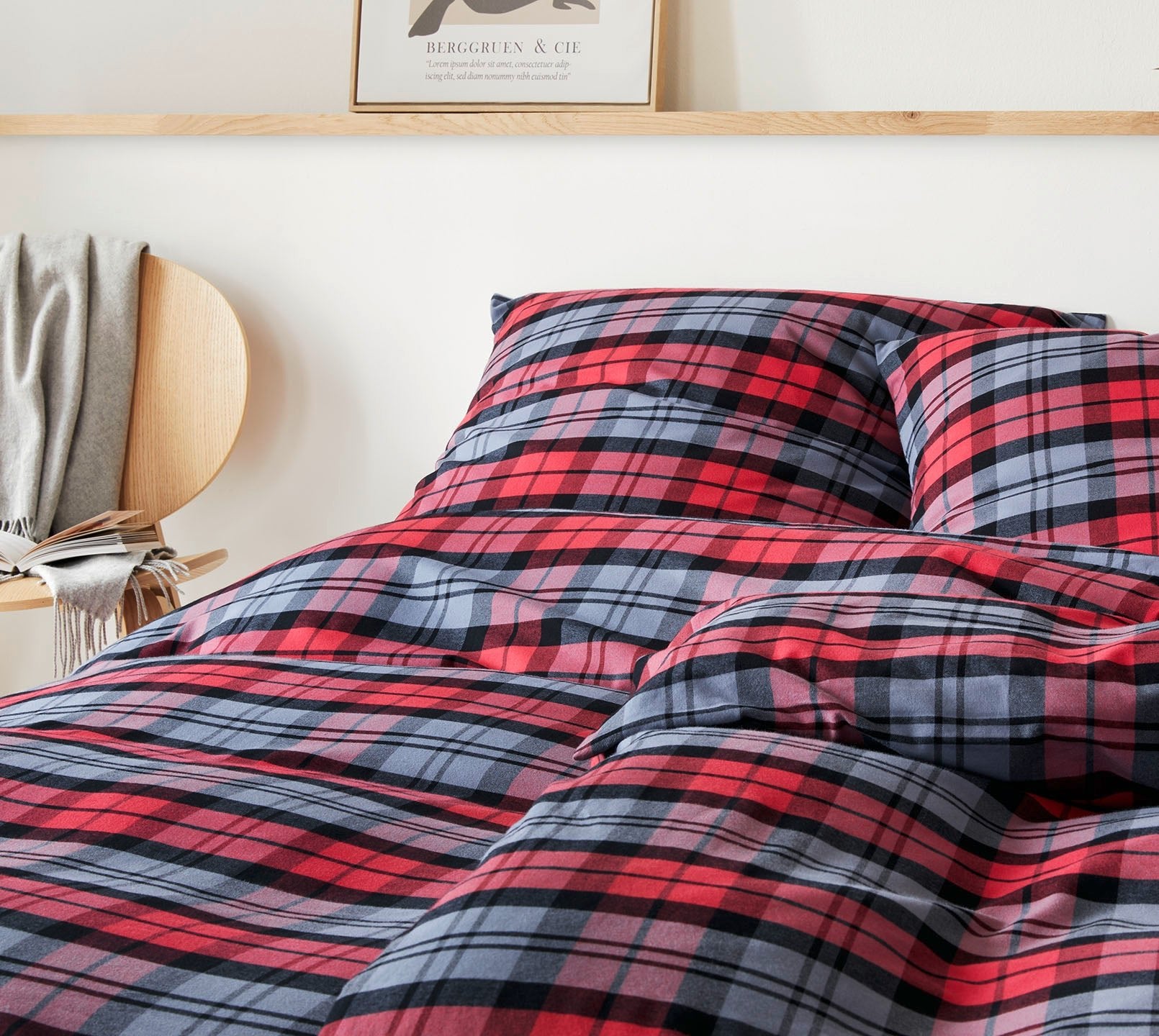 Soft Flanell Bettwäsche Sheffield in Rot im Schlafzimmer #farbe_Rot